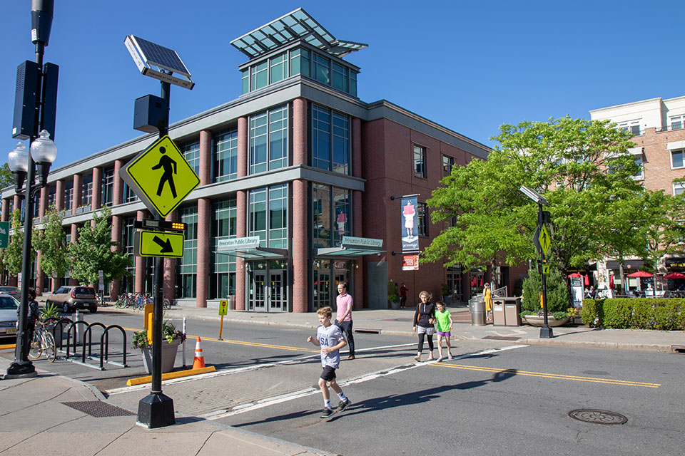 Students crossing walk