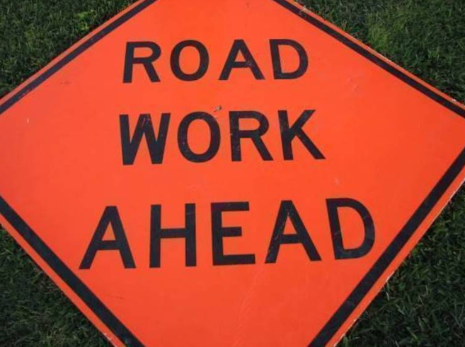 Road Work Ahead sign