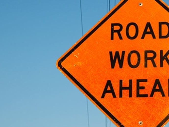 Road Work Ahead sign