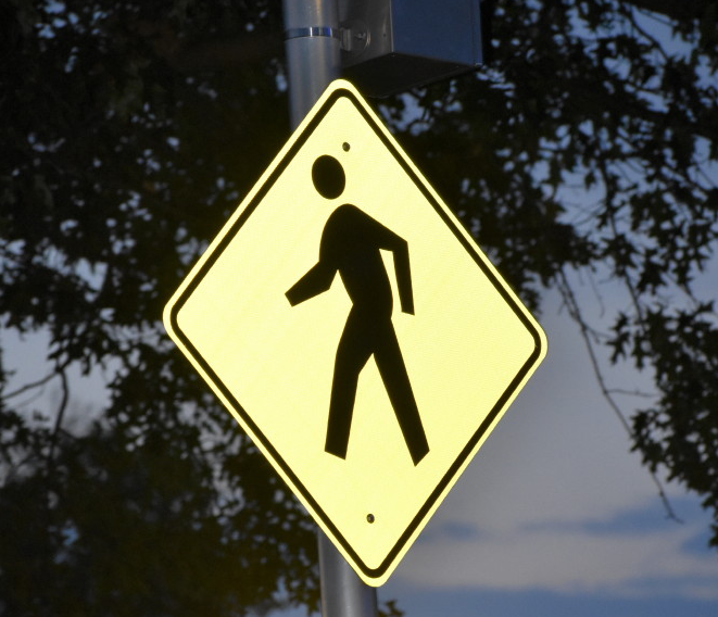 Lit up walking sign