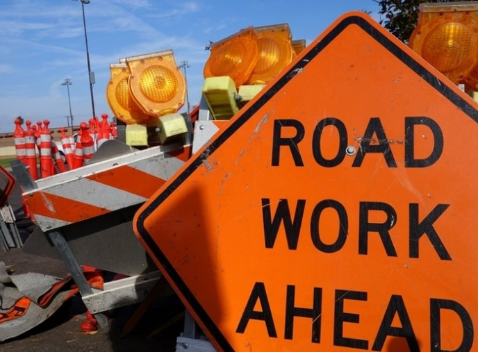 Road Work Ahead sign