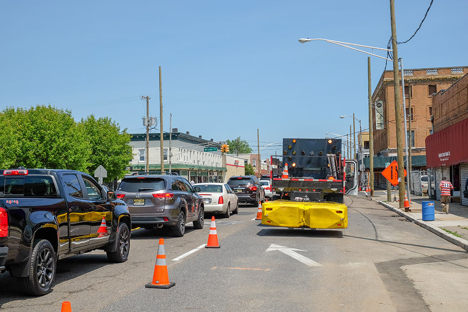 City street with bike lane